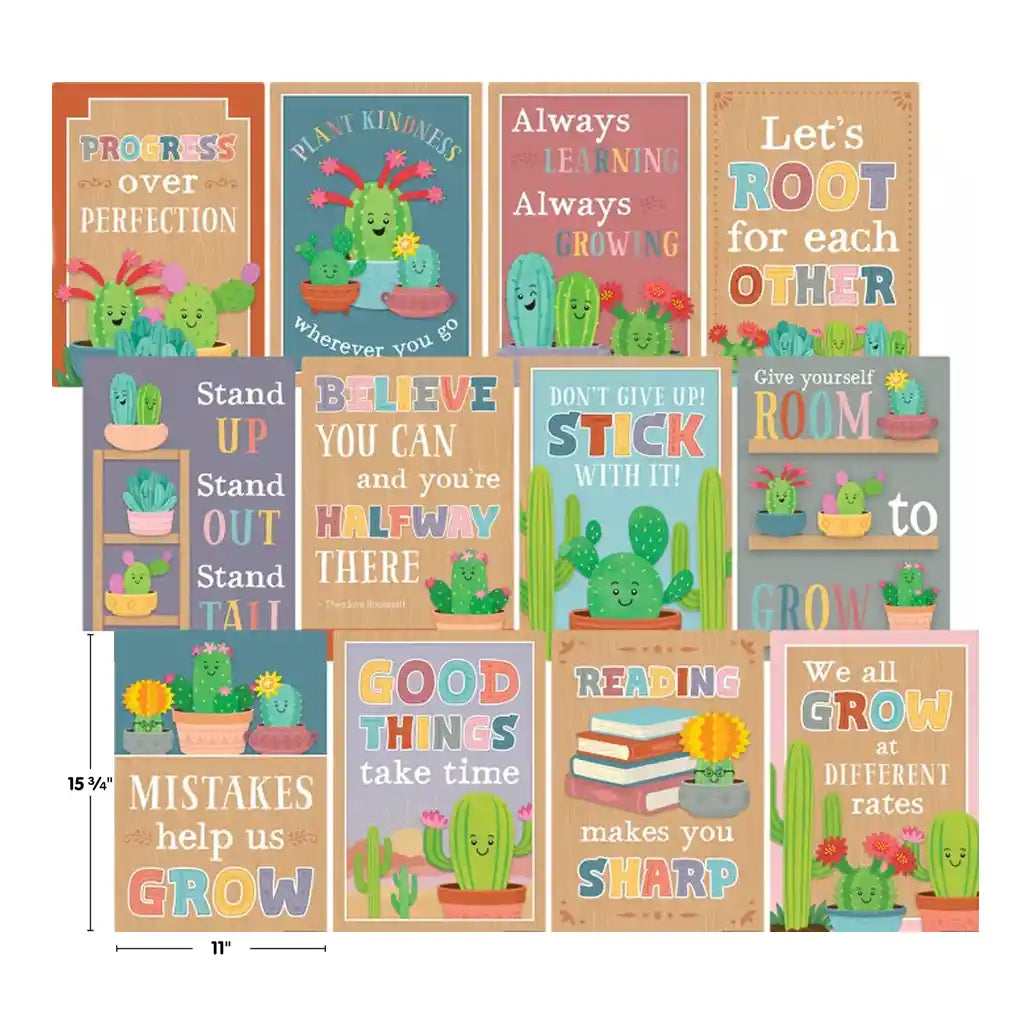 Happy Cactus Crew Positive Sayings Small Poster Pack