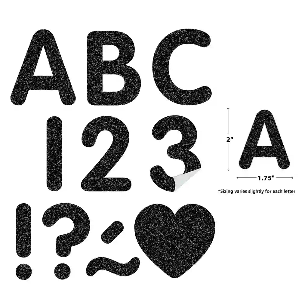 Black Glitz 2" Classic Self-Adhesive Letters Uppercase