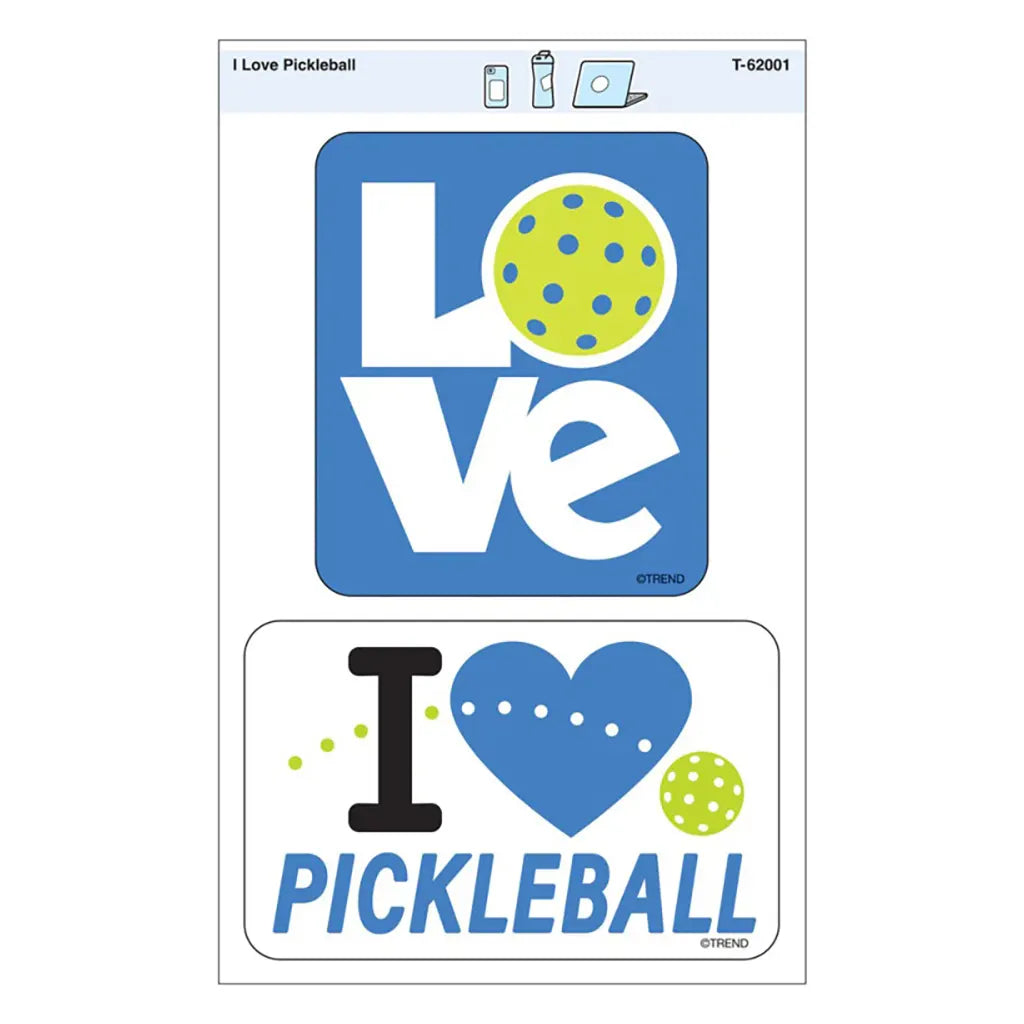 I Love Pickleball Vinyl Stickers