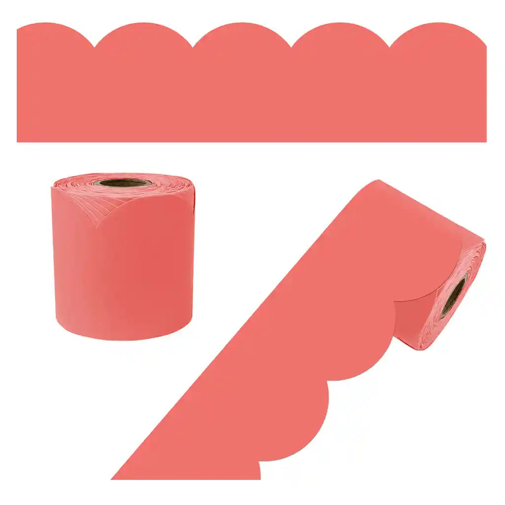 Salmon Rolled Scalloped Bulletin Board Borders, 65ft