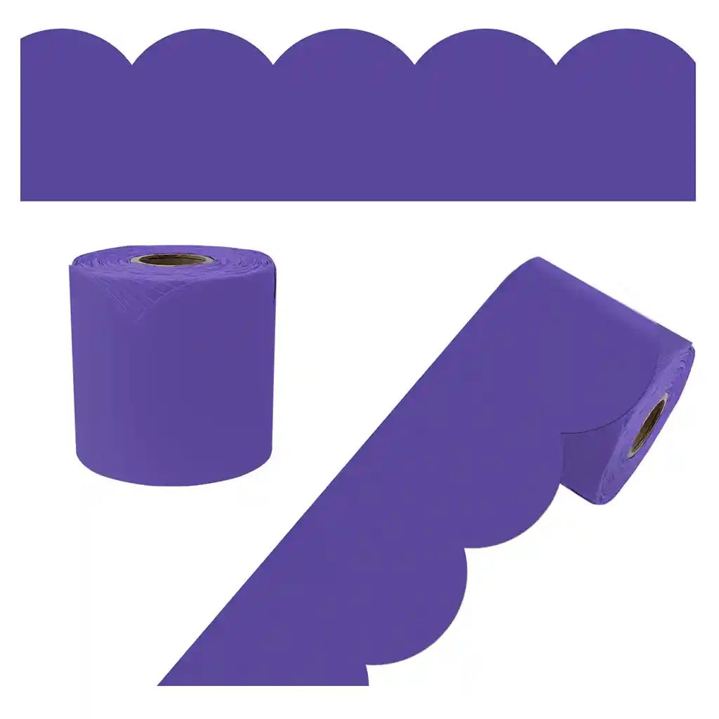 Deep Purple Rolled Scalloped Bulletin Board Borders, 65ft