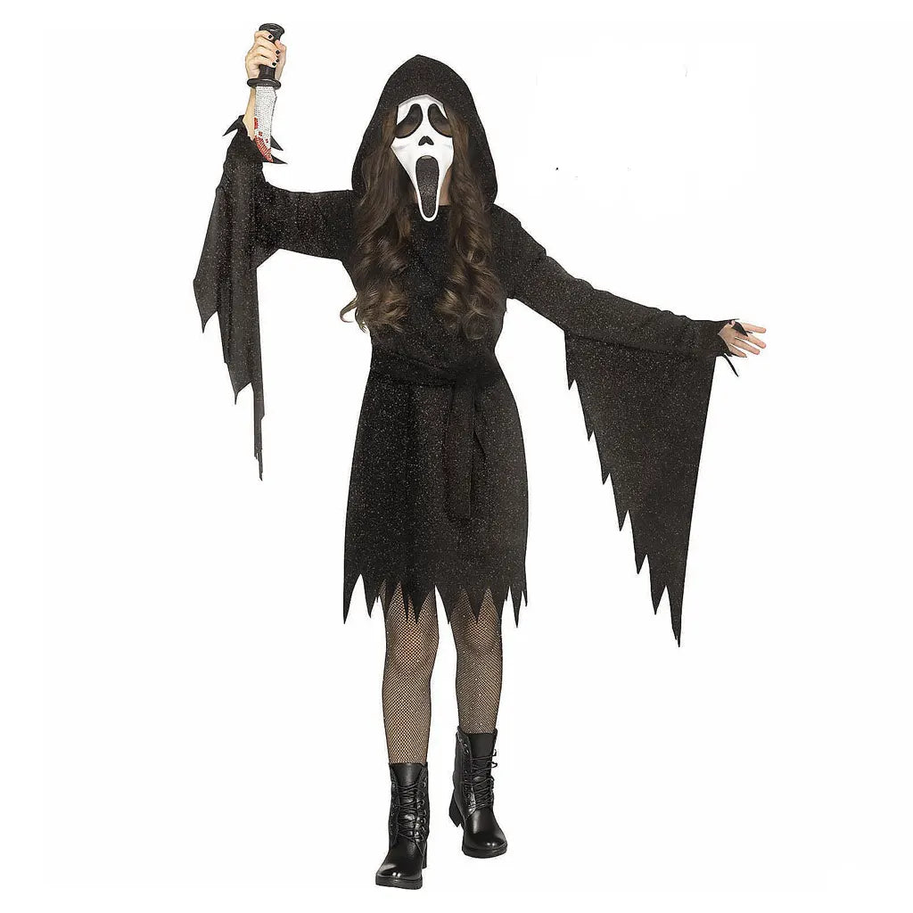 Glitter Bling Ghost Face Black Child Costume, Large 12 to 14