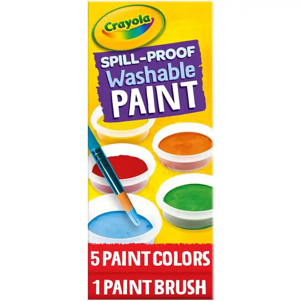 Crayola Spill Proof Paint Set (5ct), Washable Paint for Kids