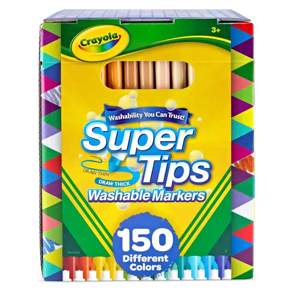 Crayola Super Tips Washable Markers Assorted Colors, Fine Line, Set of 150