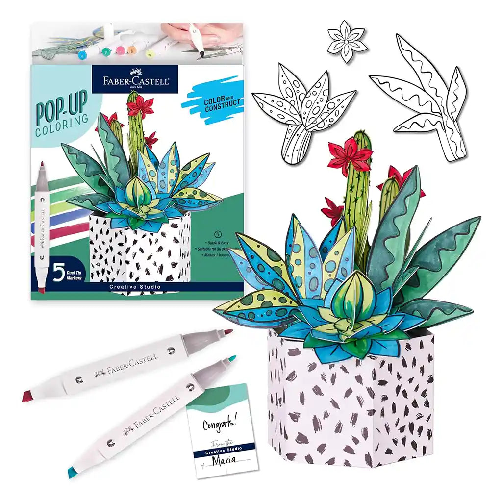 Faber Castell Pop Up Coloring Bouquet, Succulents