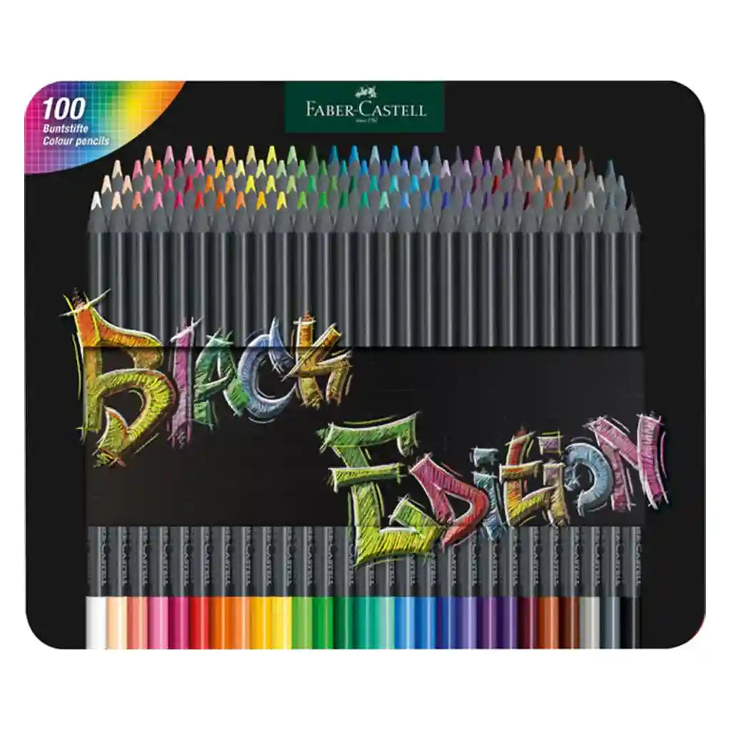 Faber-Castell Black Edition Colored Pencils, Tin of 100