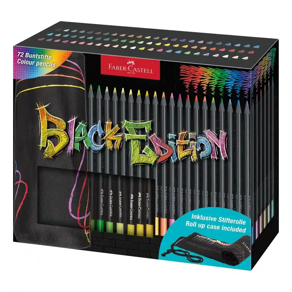 Faber-Castell Black Edition Colour Pencils Roll-Up Case, 72ct