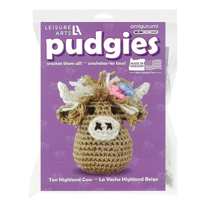 Leisure Arts Crochet Pudgie Kit Highland Cow Tan