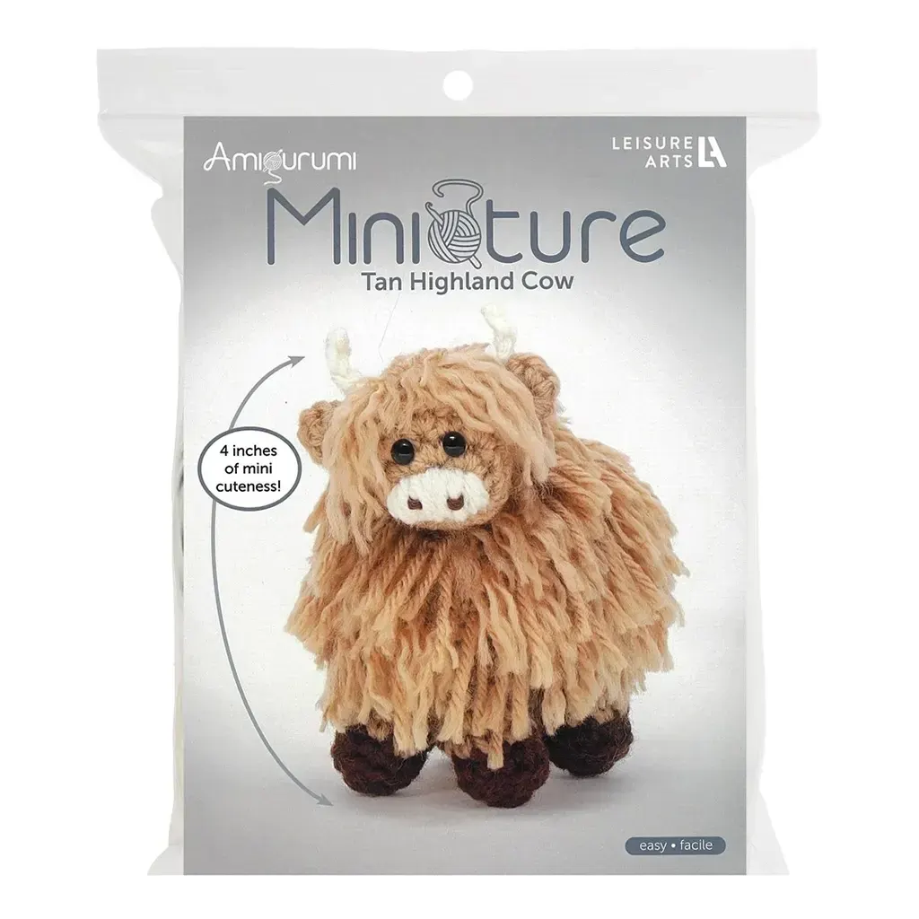 Leisure Arts Amigurumi Miniatures Kit Highland Cow Tan