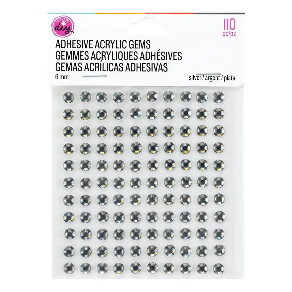 Adhesive Gems 6mm, Silver