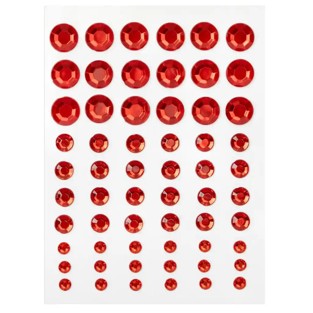 Adhesive Rhinestones 60/Pk, Red