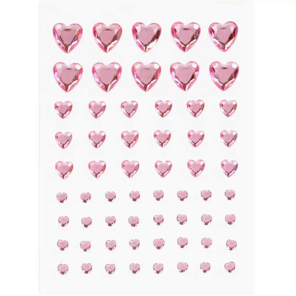 Adhesive Rhinestones 60/Pk, Pink Heart
