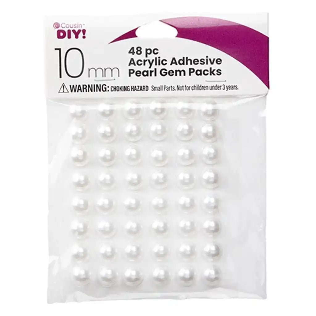 Adhesive Gems 10mm, Pearl