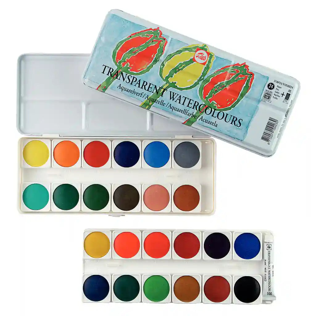 Talens Transparent Watercolor Set 24 Pans in Metal Box