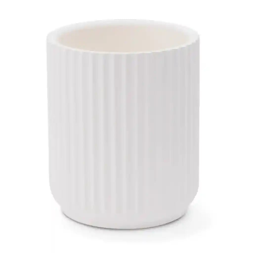 Diatomite White Ribbed Tumbler, Venice