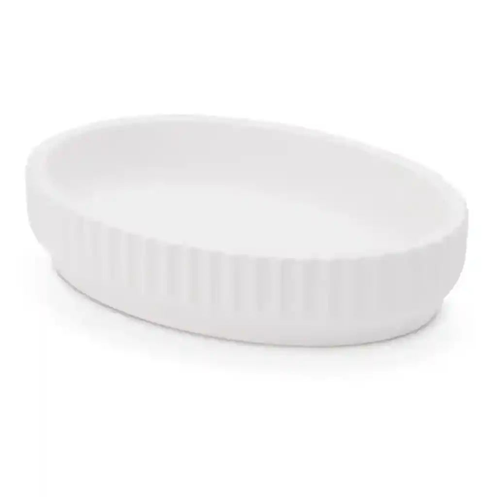 Diatomite White Ribbed Soap Dish, Venice