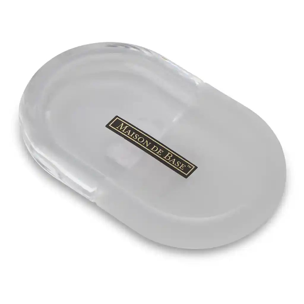 Glass 1/2 Matte, 1/2 Glossy Soap Dish, Clear