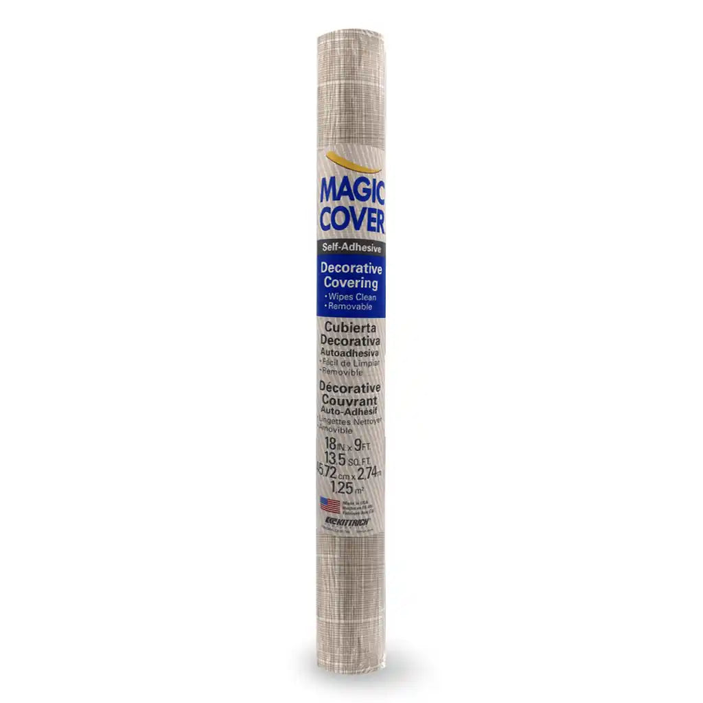 Magic Cover Shelf Liner Adhesive Shantung Neutral 18in x 9ft