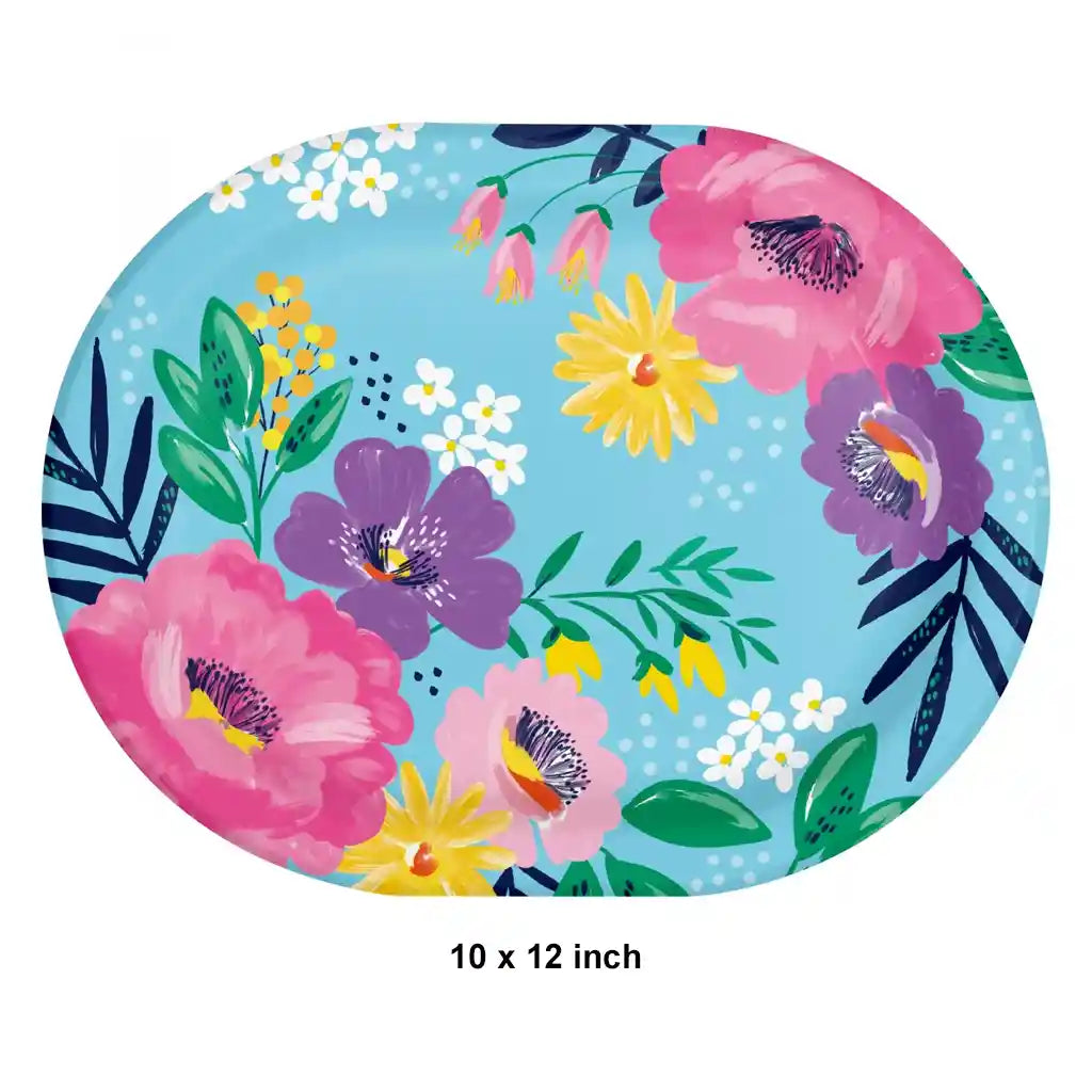 Fresh Florals Oval Plates 12in 8ct