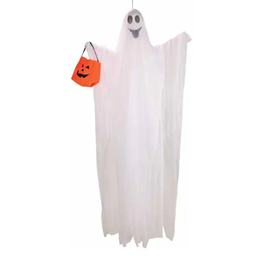 Hanging Ghost with Pumpkin Bag, 5.9in