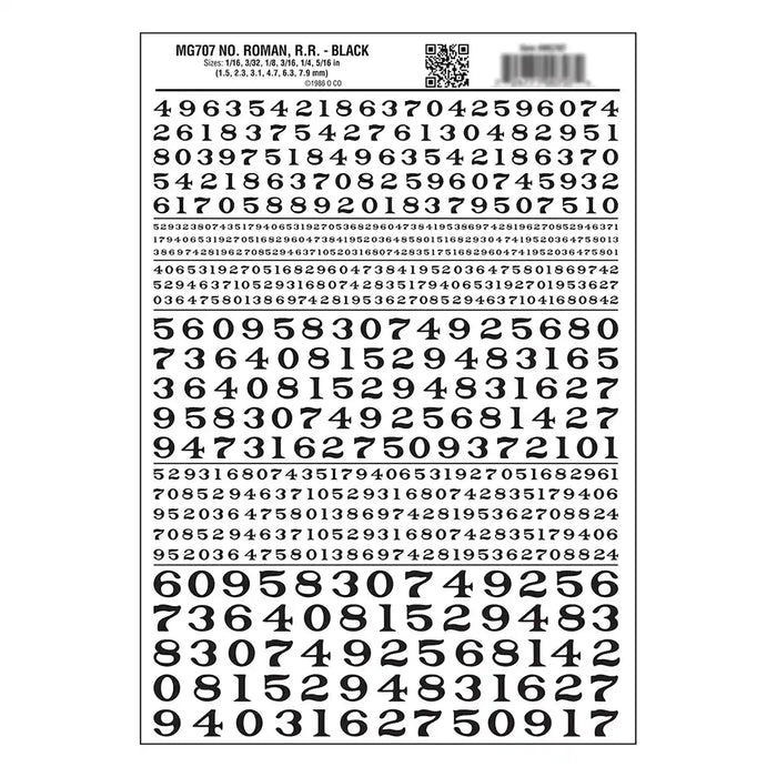 Numbers Roman RR Black Dt