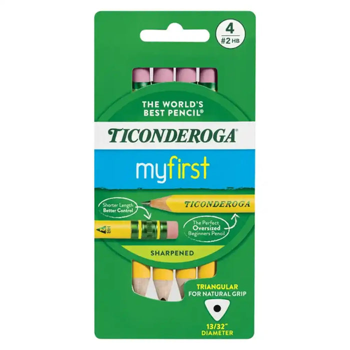 Ticonderoga My First Short No 2 HB Soft Pencil Yellow, Pack of 4