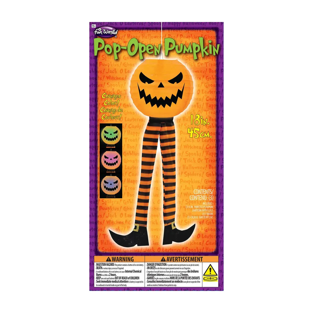 Pop-Open Color Change Pumpkin Scary, 18in