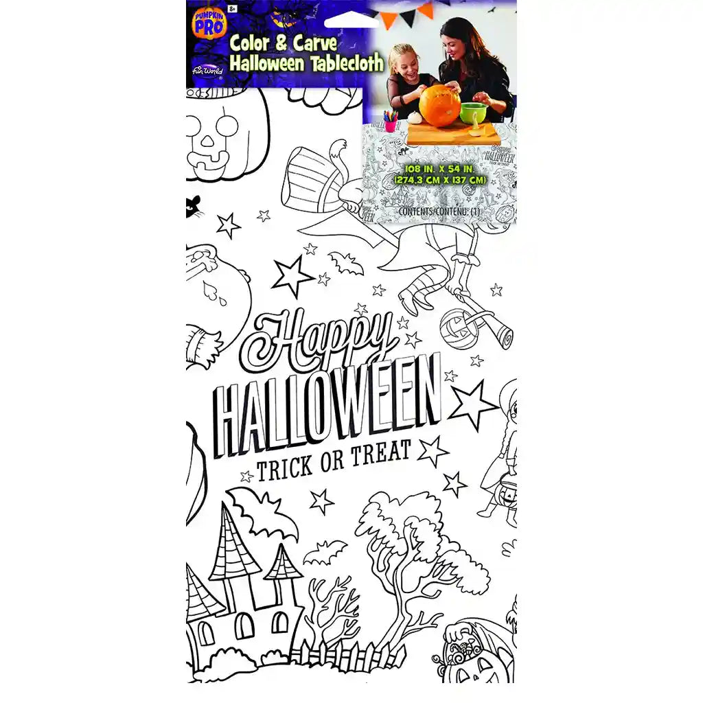 Color &amp; Carve Halloween Tablecloth, 54in x 108in