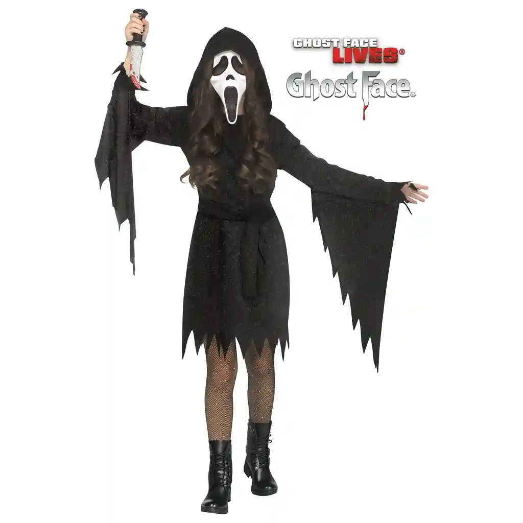 Glitter Bling Ghost Face Black Child Costume