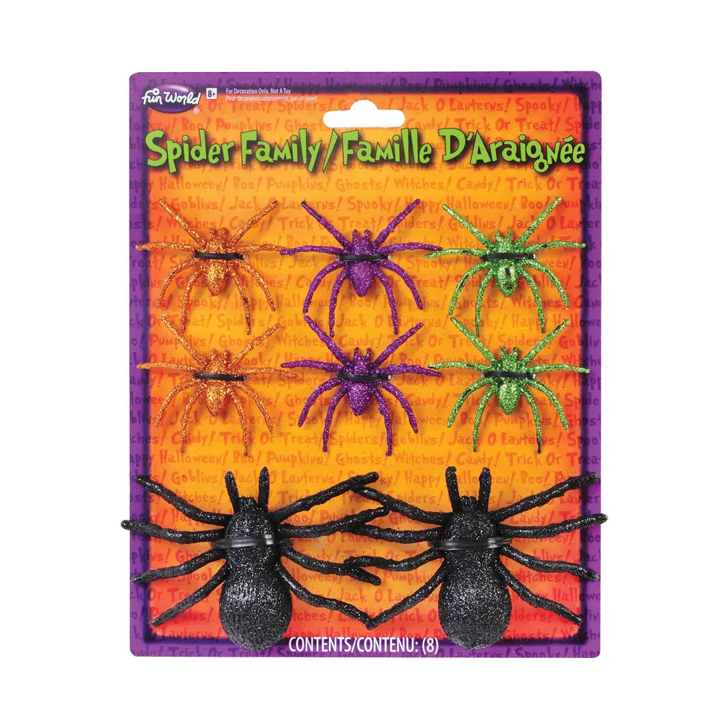 Glitter Spider Family 8pcs