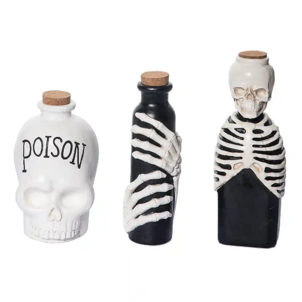 Resin Skeleton Potion Bottle Decor Set of 3
