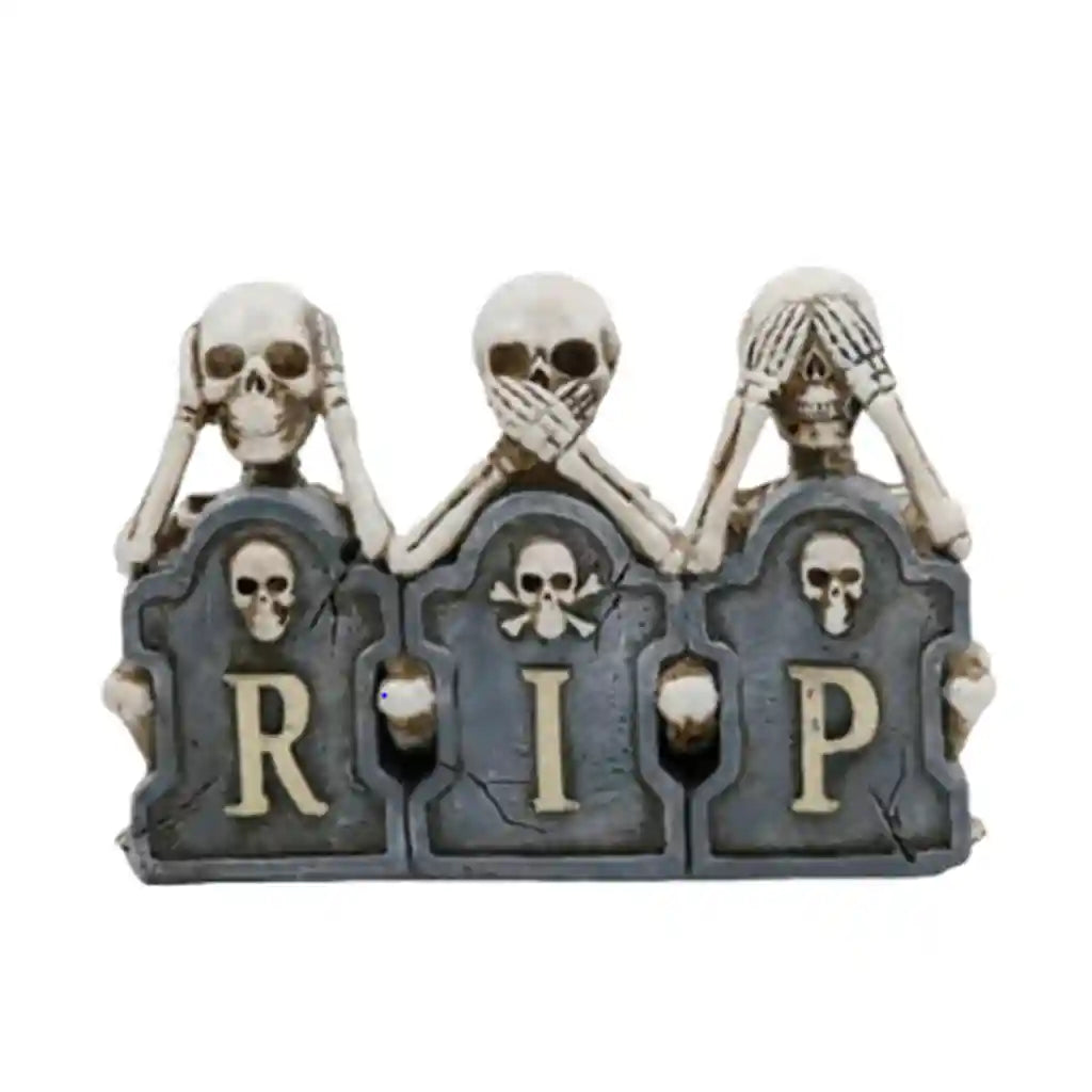 Resin Skeletons Behind Tombstones Decor
