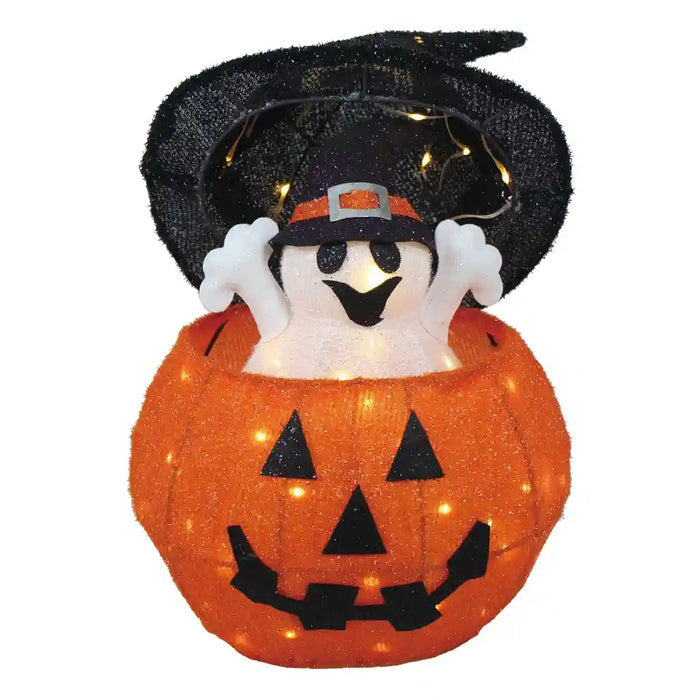 50 LED Pumpkin with Up and Down Ghost, 17in