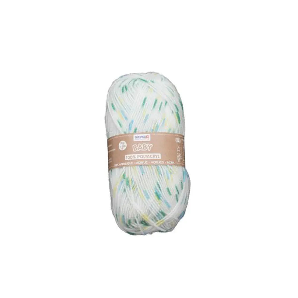 Baby 100% Acrylic 50g, White/Dotted Green