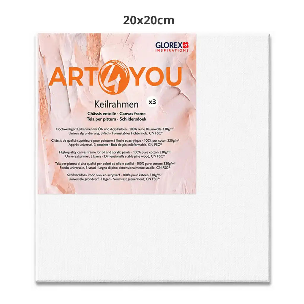 Glorex ART4YOU Canvas Frame (set of 3pcs) 1.7cm 330g/M2 Pine 10x10cm