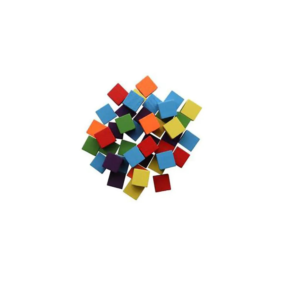 Wooden Cubes 15mm 42pcs Assorted Colours