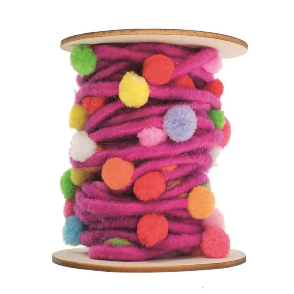 Felt Cord with Pompons Lilac