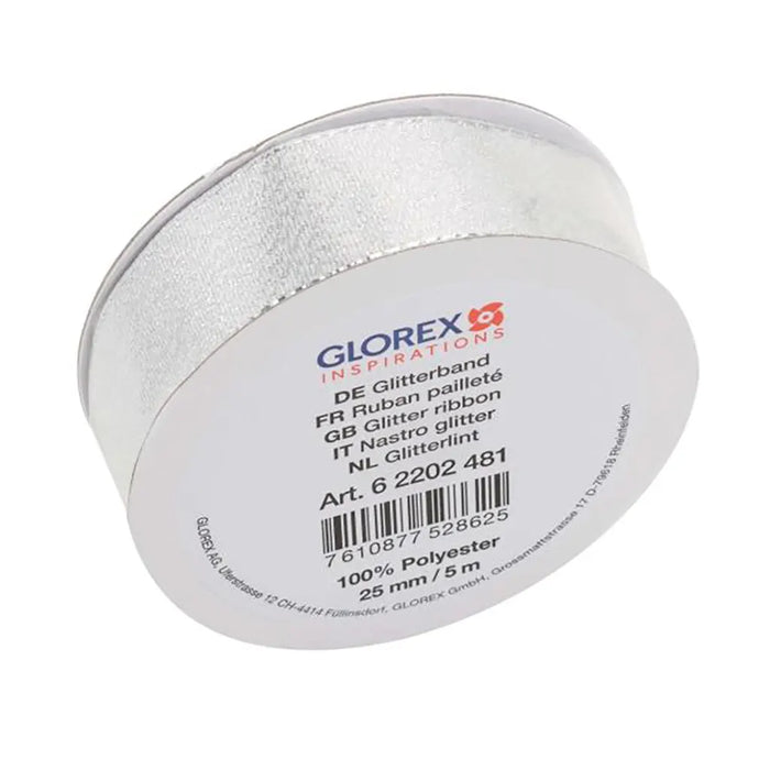 Glitter Ribbon 25mm 5m Silver