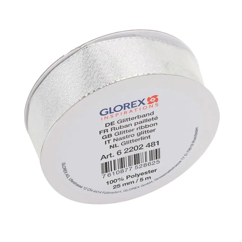 Glitter Ribbon 25mm 5m Silver