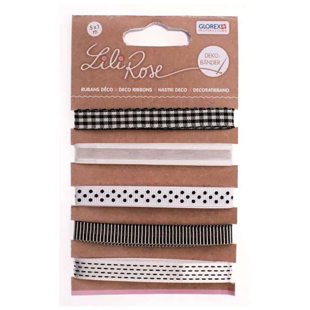 Deco Ribbon 5x100cm Black/White