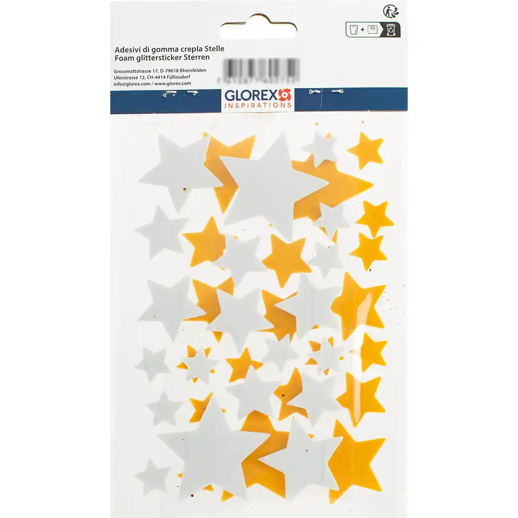 EVA glitter-stickers 40pcs Stars Gold and Silvers