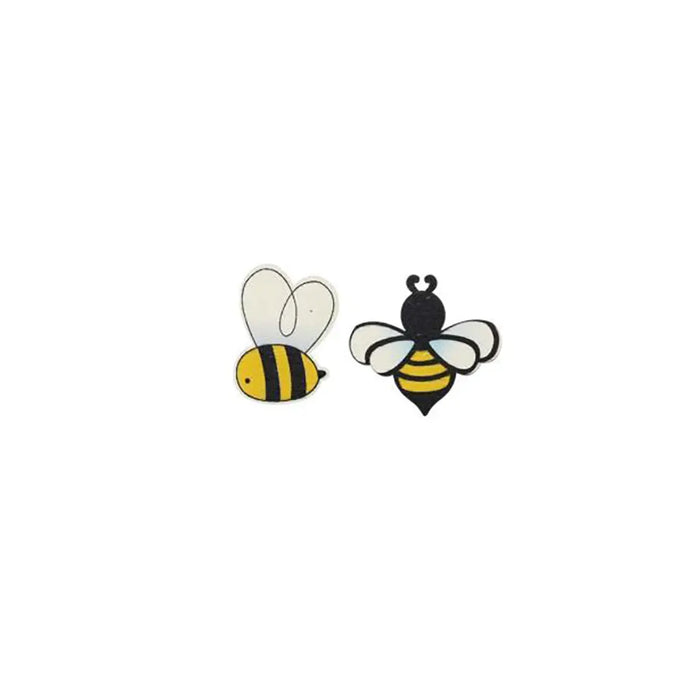 Wooden Deco Bees 8Pcs Assorted. 3.7x4.2x0.1cm