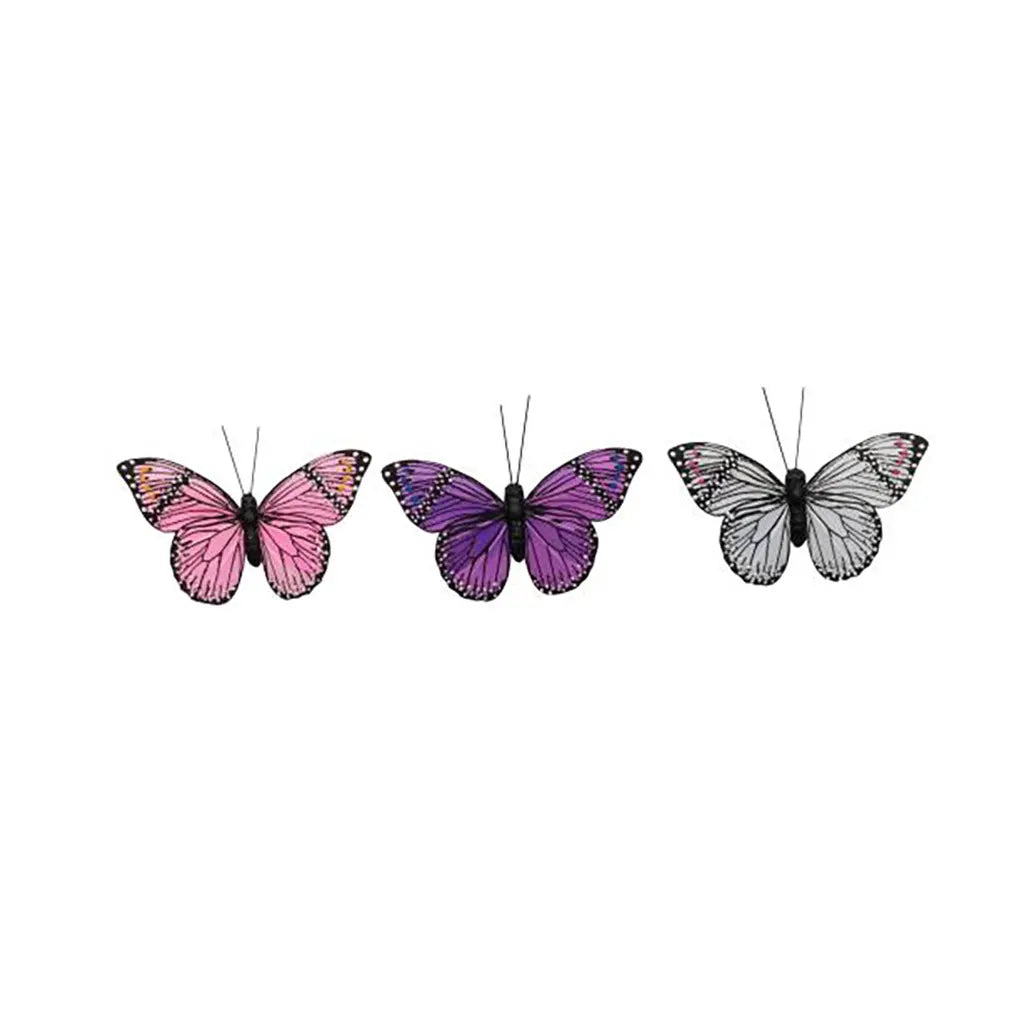 Butterfly Set 3pcs 10x8cm. Pink/Lilac/Grey