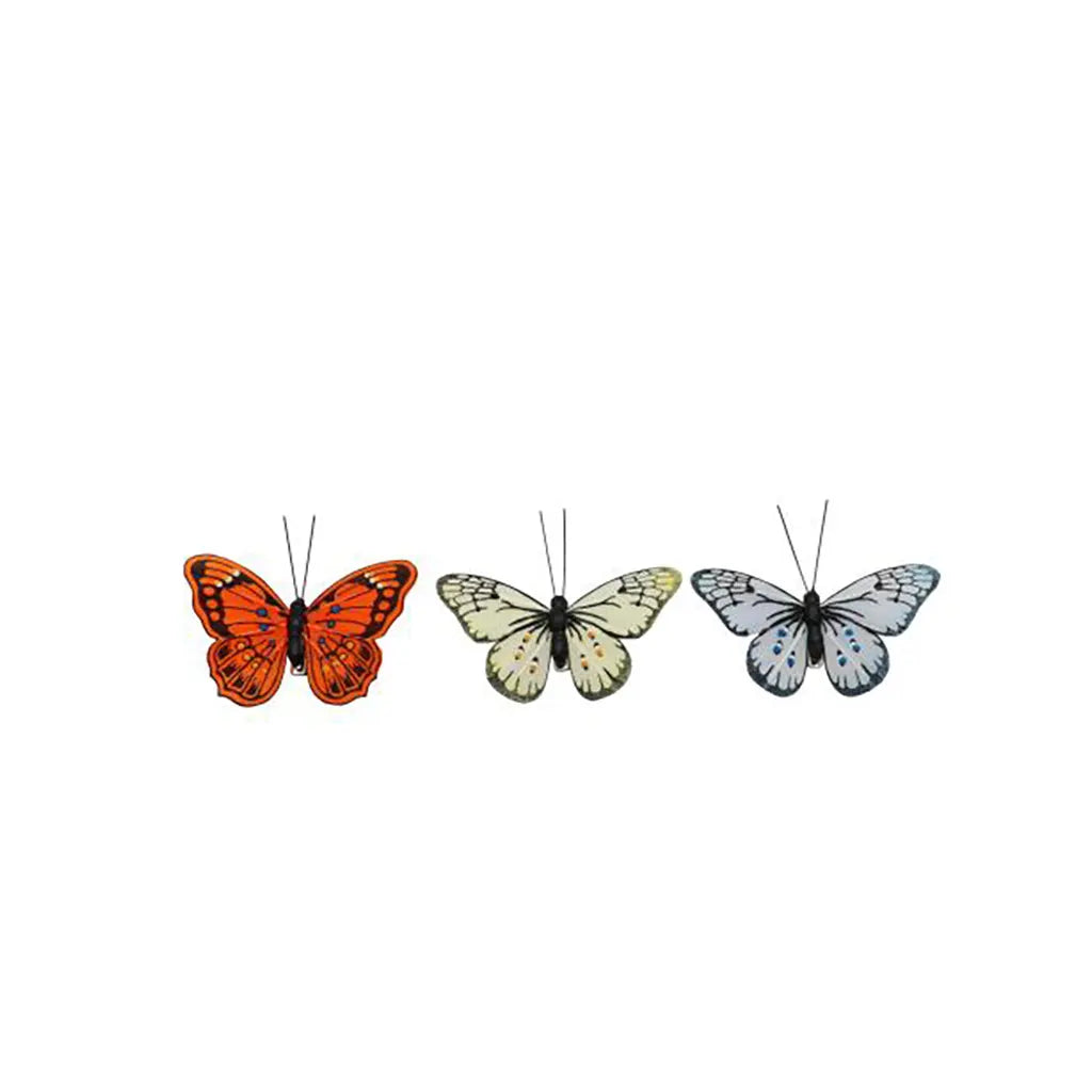 Butterfly Set 3pcs 9x7cm. Orange/Yellow/Blue