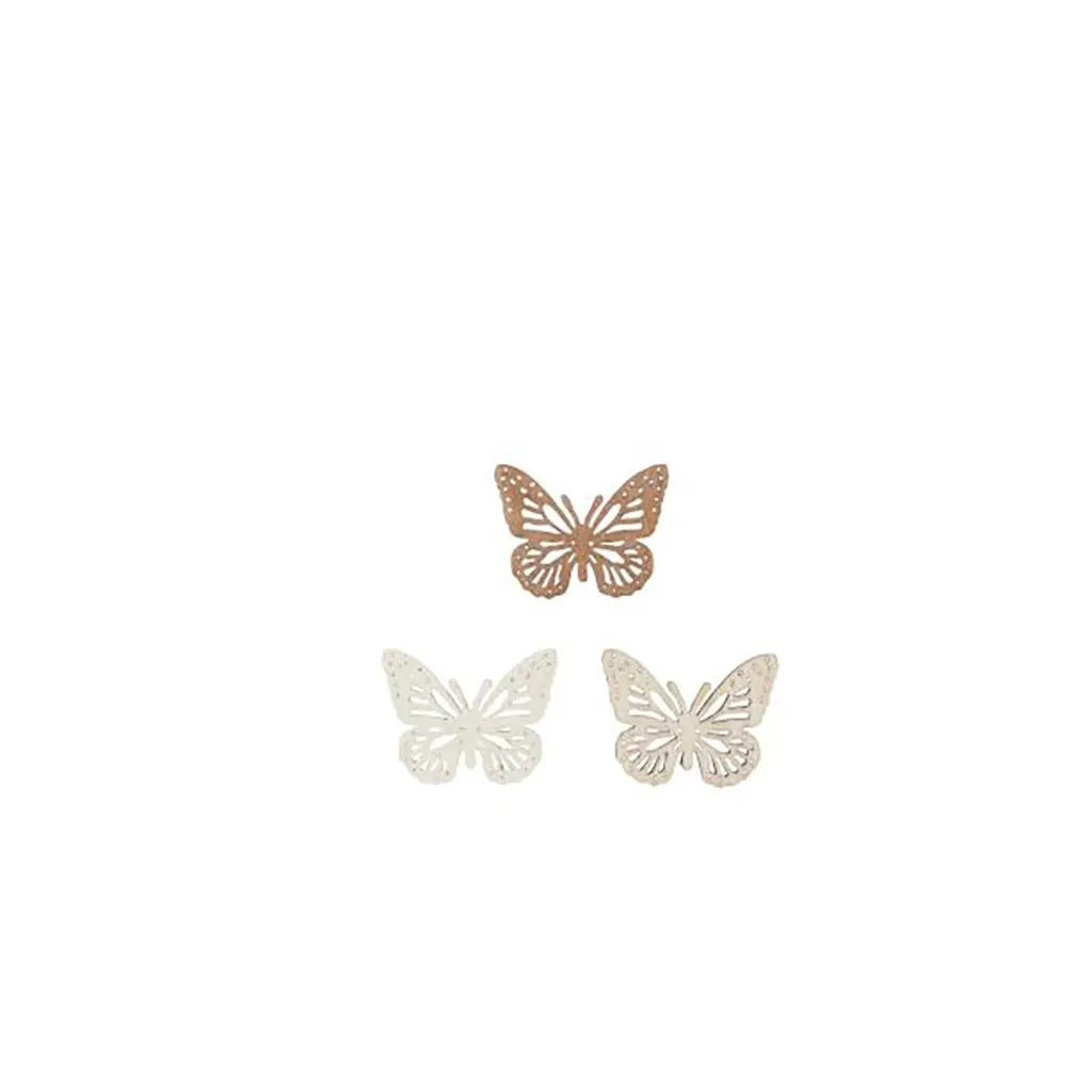Wooden Deco Butterfly 3cm 12pcs, Natural-Brown Mix