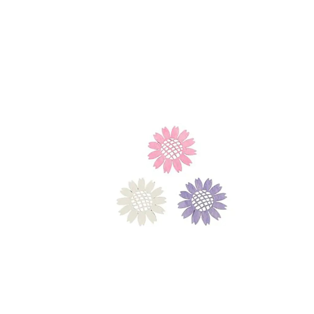 Wooden Deco Flowers 3cm 12pcs, Lilac-Mix