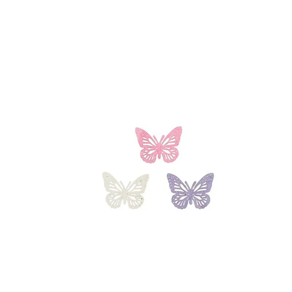 Wooden Deco Butterfly 3cm 12pcs, Lilac-Mix