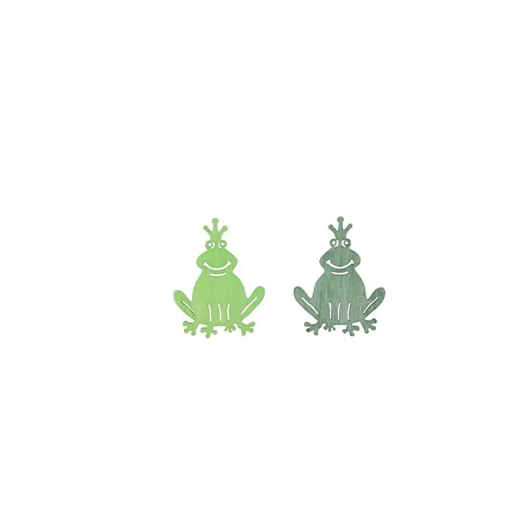 Wooden Deco Frog 4x3cm, 10pcs Green Mix