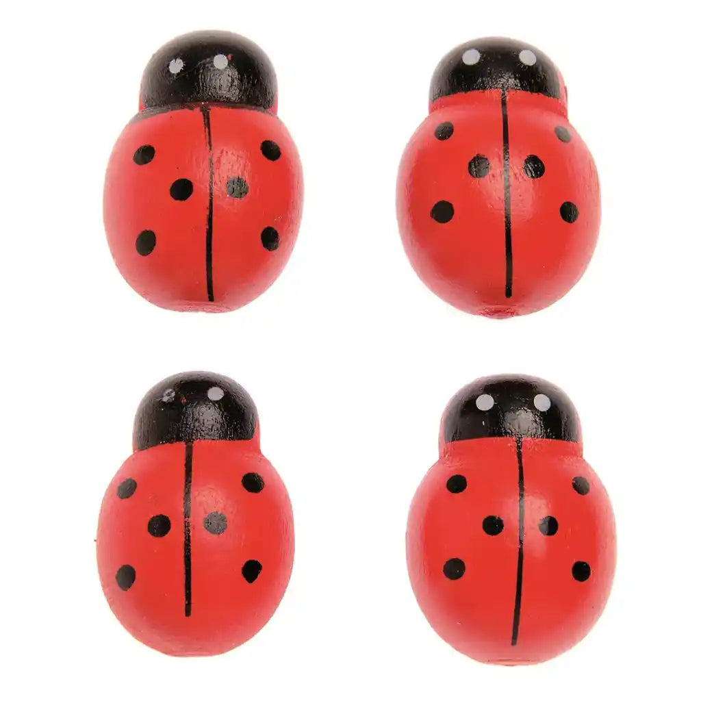 Wooden Ladybird 6Pcs 2.5x1.6cm