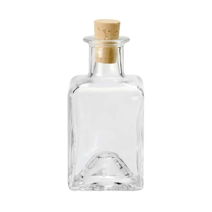 Square Bottle with Cork Clear Glass 200ml
